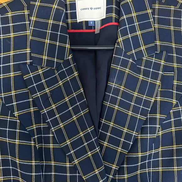 Court & Rowe Navy Peak Lapel Check Plaid Blazer - Picture 3 of 4